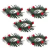 Decorative Flowers 5 Pcs Christmas Wreaths Rings Pillars Table Centerpieces Red Fruit Decor Plastic Door Ornaments Coniferous Garland