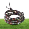 CSJA Natural Achate Armbänder Mehrere Schichten Rohfarbe Edelsteinperlen Leder -Wickelarmband Frauen Mädchen Boho Bohemian Trendy Jewel63334563