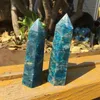 2 pezzi Bacchetta di cristallo di apatite blu naturale pietra cristallo singolo punto per la guarigione T200117333y