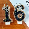 Bougies d'anniversaire numéro 0-9, fournitures de fête, bougies scintillantes pour gâteaux, décorations de couronne de princesse