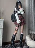 Kjolar altgoth punk gothic röd rutig kjol kvinnor vintage y2k e-girl emo alt hög midje kaka kjol harajuku fairycore grunge klubbkläder p230422