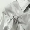 Koszule męskie 2023 Koszula jesienna chińska plisowana asymetryczna przednim rąbek lekki luźny długi rękaw