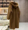 Fourrure femme fausse fourrure 62% alpaga 26% laine 12% soie manteau hiver épaissir Teddy manteau femme manteau ours en peluche manteau avec capuche 231121