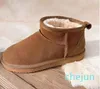 Botas quentes clássicas australianas mini meia bota de neve à prova de vento inverno pele cheia fofo peludo cetim tornozelo botas chinelos caixa