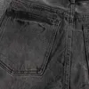 Jeans da uomo grossi pantaloni a gamba dritta pesanti con lavaggio vintage nero con piega artigianale
