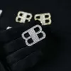 jewelry bb earrings internet celebrity niche design with diamond inlaid double B-letter earrings light luxury fashionable luxurious elegant earrings