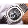 Automatic AAA Mechanical Watch Men Watch Mechanical for Luxury Grey 40mm Watch Dial Full Stainless Steel Strap Men Wristwatches No Box