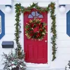 Grande couronne de fleurs décoratives pour porte d'entrée de noël, rouge d'hiver, 19.7 pouces, signe de bienvenue en plein air pour chien de vacances