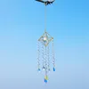 Garden Decorations Crystal Suncatcher Hanging Wind Chime Sun Catcher Chandelier Light Rainbow Prisms Window Yard Decoration 230422