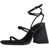 Sandals Summer Woman Heeled Heels Strap French High Elegant Square Head Open Toe Lady Shoes 230421