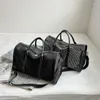 ダッフェルバッグティプトーガール女性のための大容量旅行ハンドバッグ高品質のナイロン生地バッグ美しいラインストーンショルダーブラックシルバー