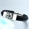 Charme pulseiras soldado de aço inoxidável punk moda animal motocicleta acessórios pulseira macio dominador jóias de couro para homens