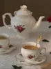 Tassen Retro-Klassiker im europäischen Stil Keramik-Kaffee-Teetasse und Teller-Set Topf Gut aussehende britische Frucht 231122