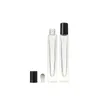 10ml stylo vide carré rouleau de verre transparent sur bouteille avec capuchon en or boule de rouleau en acier inoxydable pour parfum d'huile essentielle Etuqv