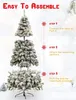 YouMedi 6.5ft Pre-Lit Snow Flocked Artificial Christmas Pine Tree, Artificial Christmas Tree with Warm White Lights for Home, Party Decoration, Metal Hinges & Base