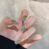 Falska naglar 10st Gradient handgjorda kort falska avtagbar tryck på full täckdesign manikyr bärbar nagel lapp fall och vinter