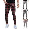 Men's Pants Autumn Casual Small Check Retro Mid-waist Trousers High-quality Korean Version Of High Street Station Hip Hop