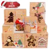 Opakowanie na prezent 12 Pack Christmas Cookie Boxes Paper Kraft z oknem i tagami na prezenty świąteczne 231121