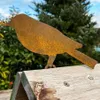 Novidade itens pátina pássaros com parafuso para aparafusar em madeira 4 pássaros enferrujados metal ferrugem decoração de jardim figura 317a