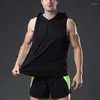 Débardeurs pour hommes Fitness à séchage rapide pour hommes respirant couleur unie vêtements de sport vêtements de sport à capuche gilet haut de basket-ball décontracté M-3XL