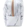 White Marble PU Stationery Pencil Case Pouch Makeup Bag With Rose Gold Zip For Girls Woman's Teenagers