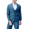 Men's Suits Elegant Male Suit 2023 In Blazer Vest Pants 3Pcs Casual Plaid Full Formal Tuxedo Groom Wedding Business For Men