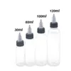 30pcs 30ml 60ml 100ml 120mlプラスチック空のインクバイアルトップブラックキャップ透明な透明ボトルタトゥーアクセサリー220110268T