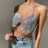 Damestanks Camis 2023 Glanzende kralen lichaamsketen Top Bra Crystals Tassels Beach Party Bikini sieraden bijgesneden 230422