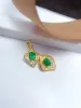 Natural Emerald Pendant for Girl 3mmx4mm 0.3CT Emerald Jewelry with Gold Plating 925 Silver Leaf Necklace Pendant For Daily Wear