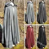 Women Medieval Cloak Hooded Coat Vintage Gothic Cape Solid Coat Long Trench Halloween Cosplay Come Overcoat Women L220714179G