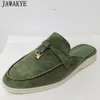 Pantoufles bout rond mules plates enfant daim cuir métal serrure été casual sans lacet chaussures de créateur femmes 230421