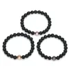 Braccialetti con ciondoli Braccialetti con ciondoli Ciondoli con palla da baseball in rame Bracciale con filo 8 mm Perline di pietra lavica nera Vulcano Diffusore di olio essenziale fai da te Dhqqw