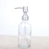 8 Ounce Empty Glass Boston Pump Bottles with Stainless Steel Pump Dispenser for Essential Oil, Soap Liquid, Lotion Mpxtk