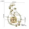 Wall Clocks Chinese Style Ginkgo Leaf Clock Living Room Decoration Home Simple Fashion Art Watch Light Luxury