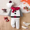 Ensembles de vêtements Enfants Noël Bonhomme de neige Cosplay Ensembles Garçons Filles Vêtements à manches longues Chaud Polaire Costume Année X-mas TopVestPantsHat Tenues 231122