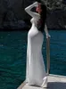 Seksowna bez pleców koronkowa sukienka Kobiety o szyja długie rękaw w wysokim talii szczupłe sukienki moda żeńska plażowa szaty