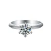 2023 T anello gioielli firmati anelli di platino braccio dritto classico sei artigli per le donne anello di diamanti blu moissanite gioielli di lusso anello di fidanzamento femme bague M03C