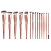 Makeup Brushes 10/12/14 Pcs Luxury Rose Gold Bling Rhinestone Set Glitter Diamond Vegan Brush With