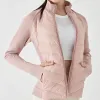 LL Nouveau manteau de yoga haut de gamme pour femmes en duvet d'oie blanche 90% duvet manteau tricoté veste légère col debout manteau à glissière à manches longues Lu-18 hiver course pulls chauds