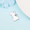 Loose Gemstones CKK 925 Sterling Silver Engravable Dog Bone Pet Collar Tag DIY Jewelry Beads For Women European Charm