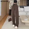 Frauen Hosen BGTEEVER Casual Verdicken Frauen Woolen Herbst Winter Lose Taschen Breite Bein Warme Hosen Für