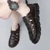 High Sole Quality Thick Sandals Summer Sports Leather Cowhide Beach Toe Wrap Male Outdoor Walking Shoes Men Casual 473 809