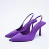 Dress Shoes Comfort For Women Sandals Stiletto Heels 2023 Summer Suit Female Purple Large Size Girls Low Pointed High Black Big