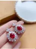 Flower Ruby Diament Zestaw biżuterii 925 Srebrny Biejou Wedding Kolczyki Bransoletka Naszyjnik dla kobiet biżuteria dla kobiet