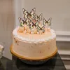 お祝いの供給パープルピンクの蝶ケーキトッパーガールズお誕生日おめでとう飾りウェディングパーティーデザートベーキングベビーシャワー