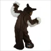 2024 Wysokiej jakości długie włosy Brown Wilk Cartoon Mascot Costume Halloween świąteczny Fancy Sukienka kreskówka Karnawał Unisex Dorosy strój