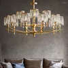 Lustres Cristal Européen De Luxe LED Lumières Pour El Villa Lobby Salon Salle À Manger En Laiton Doré Décor À La Maison Lampe Suspendue