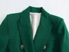 Ternos femininos blazers traf verde feminino blazer alfaiataria duplo breasted blazer para mulheres outono jaqueta de escritório feminino casacos manga longa blazer mulher 231121