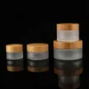 Matglazen cosmetische potten Hand-/gezichts-/lichaamscrèmeflessen Reisformaat 20g 30g 50g 100g met natuurlijke bamboe dop PP binnendeksel Feovv