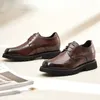 Scarpe eleganti derby da uomo con aumento di altezza invisibile di 8 cm, da uomo, in vera pelle, cucite a mano, rialzate